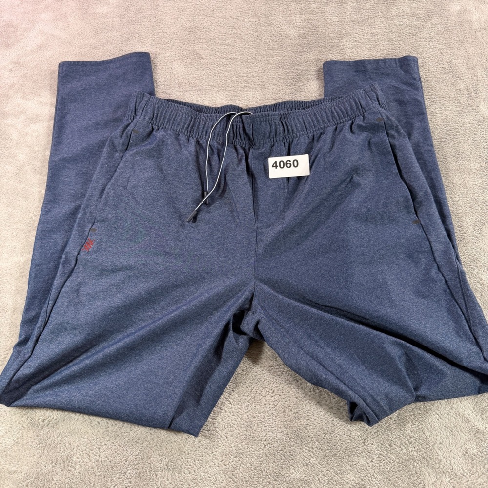 Rhone Active Pants Men M Blue Heathered Drawstring Straight Leg 100145